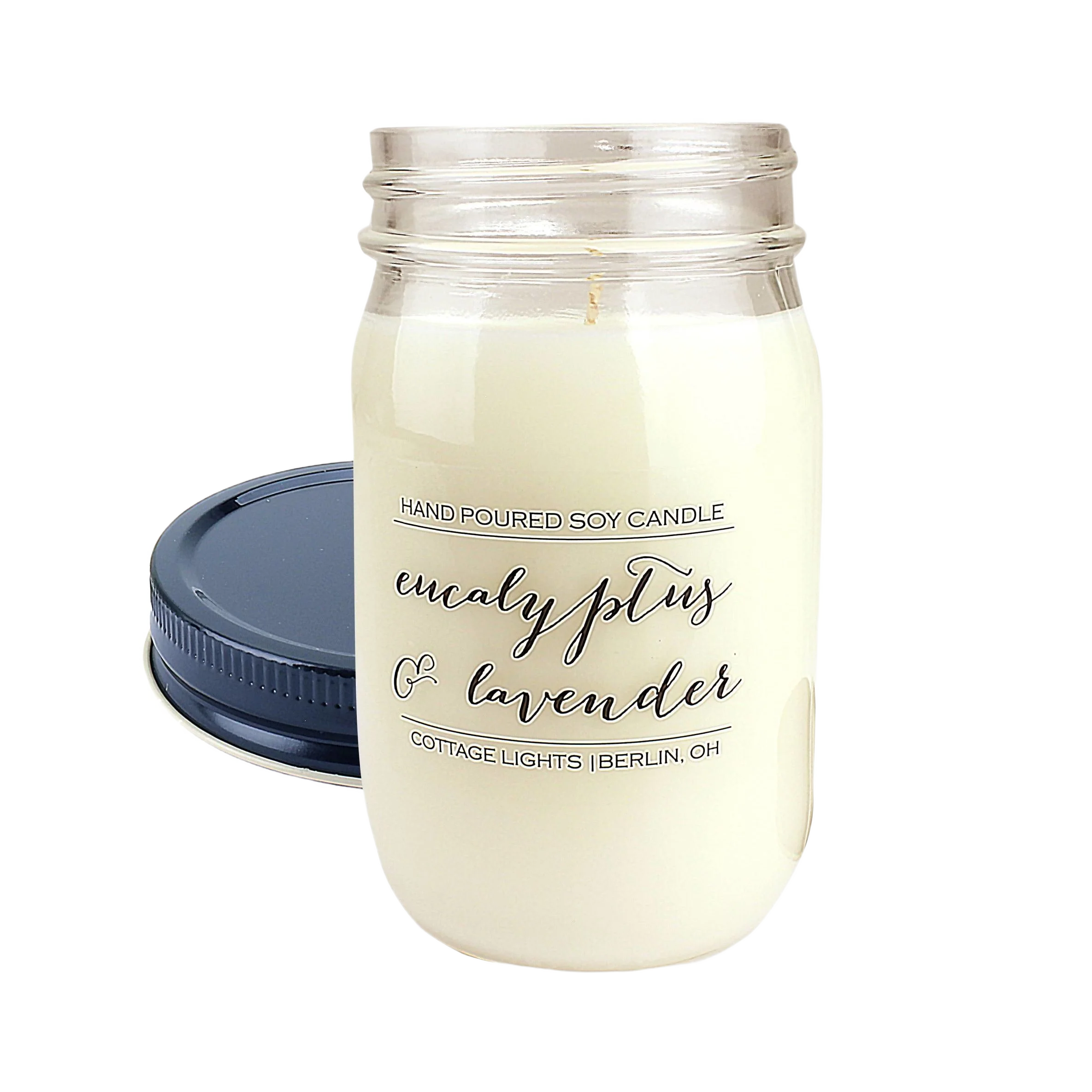 Green Cottage Candle Eucalyptus and Lavender Jar Candle 16 oz. Natural