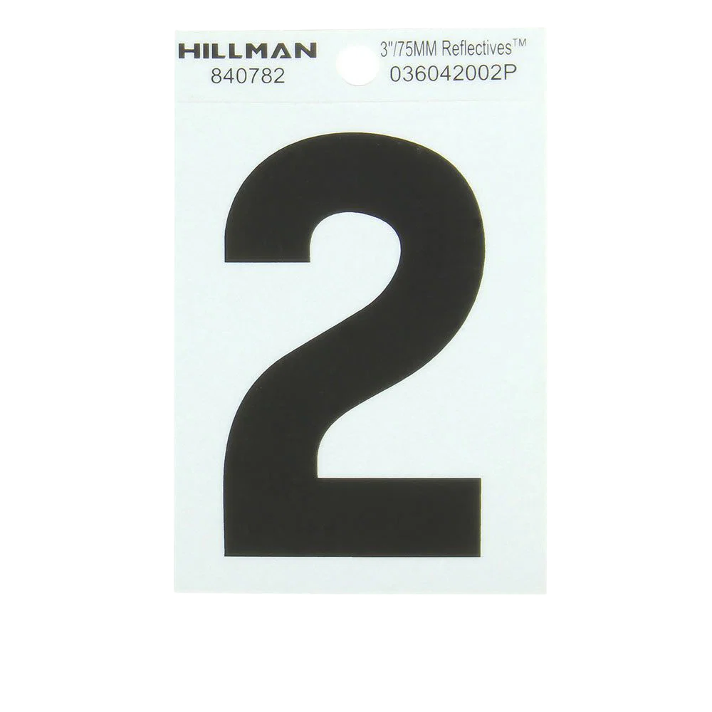 Comfortable Hillman 3-In. Adhesive Black Silver House Number 2 Versatile