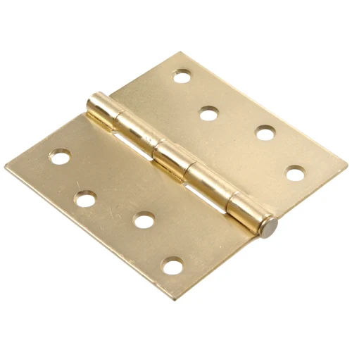 Green Hillman 4 Residential Door Hinge - Square Corner Full Mortise - Satin Brass Stylish
