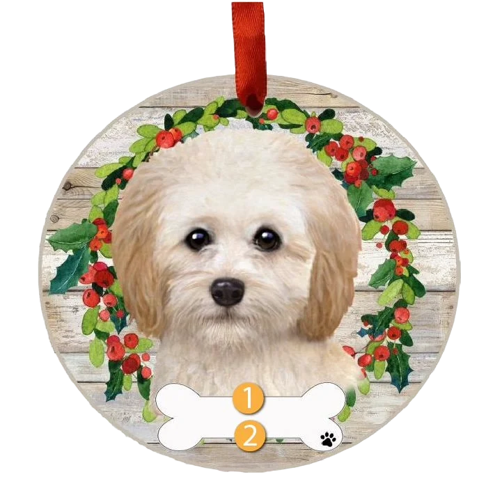 Trusted E S Pets Personalized Cockapoo Face Wreath Ornament Elite