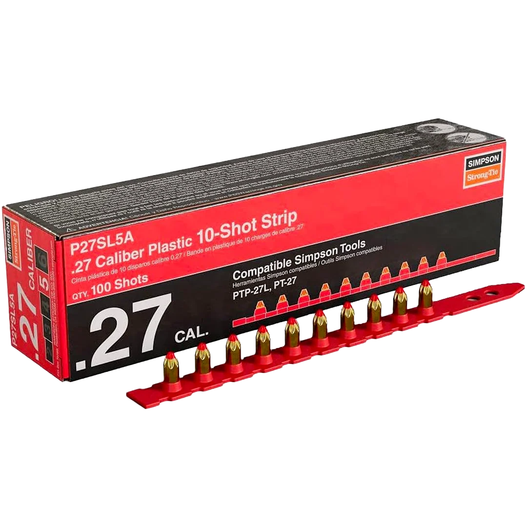 High-Quality Simpson Strong-Tie Red 0.27-Caliber Plastic Shot Strips 100 Shots Effective