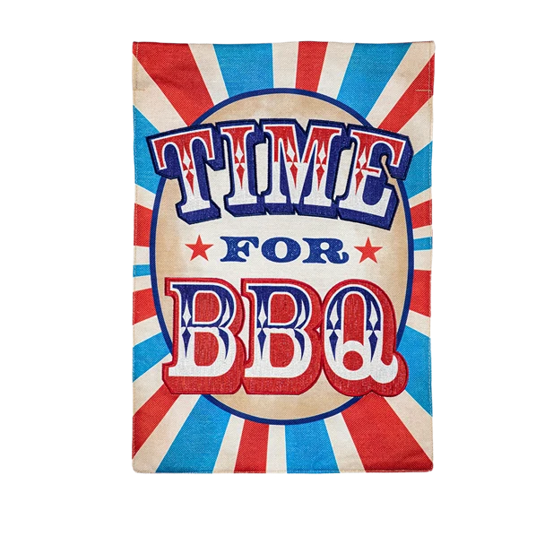 Luxury Evergreen Time For BBQ Burlap Flag Fine Crafted