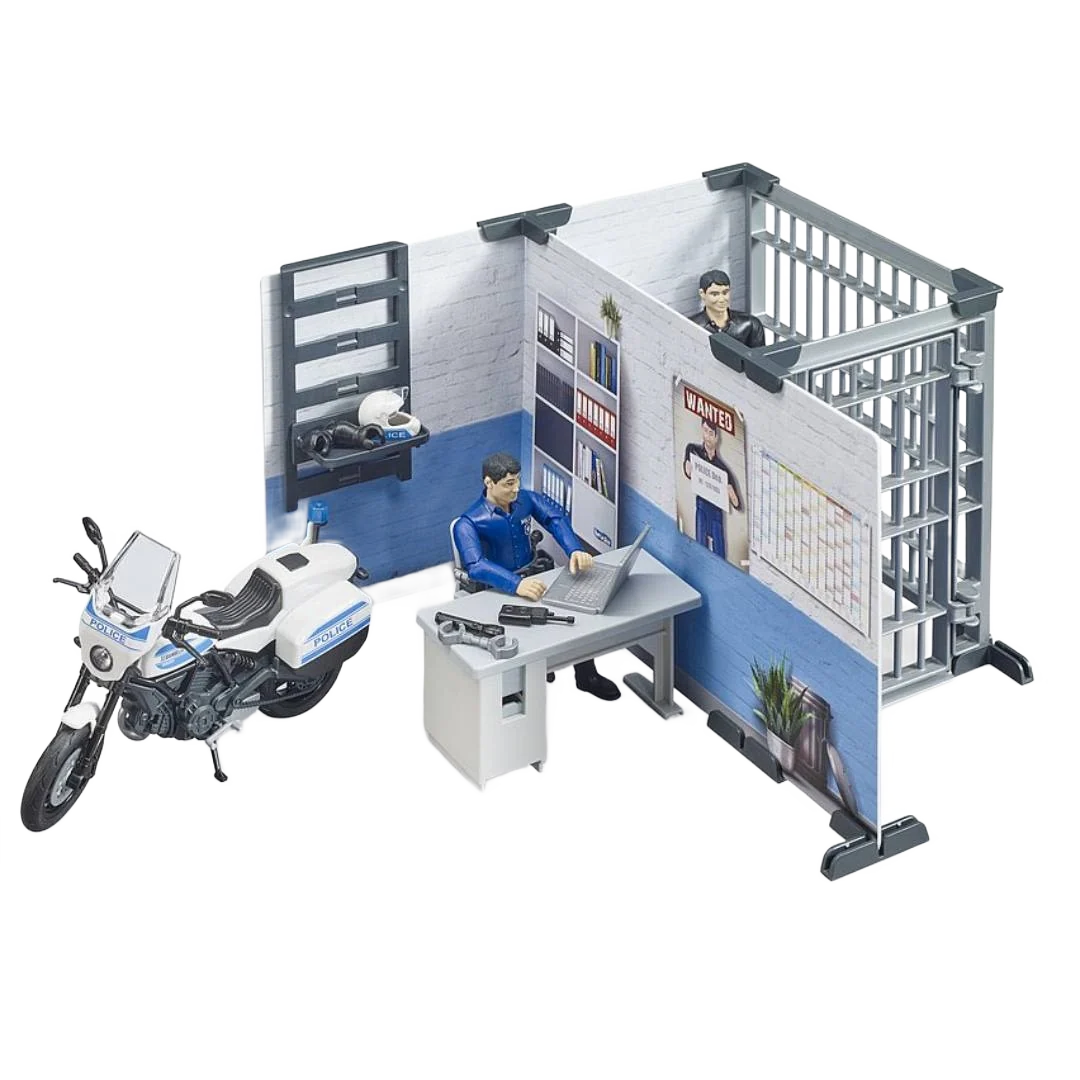 Enhanced Bruder Toys bWorld Police Station with Police Motorcycle Sustainable