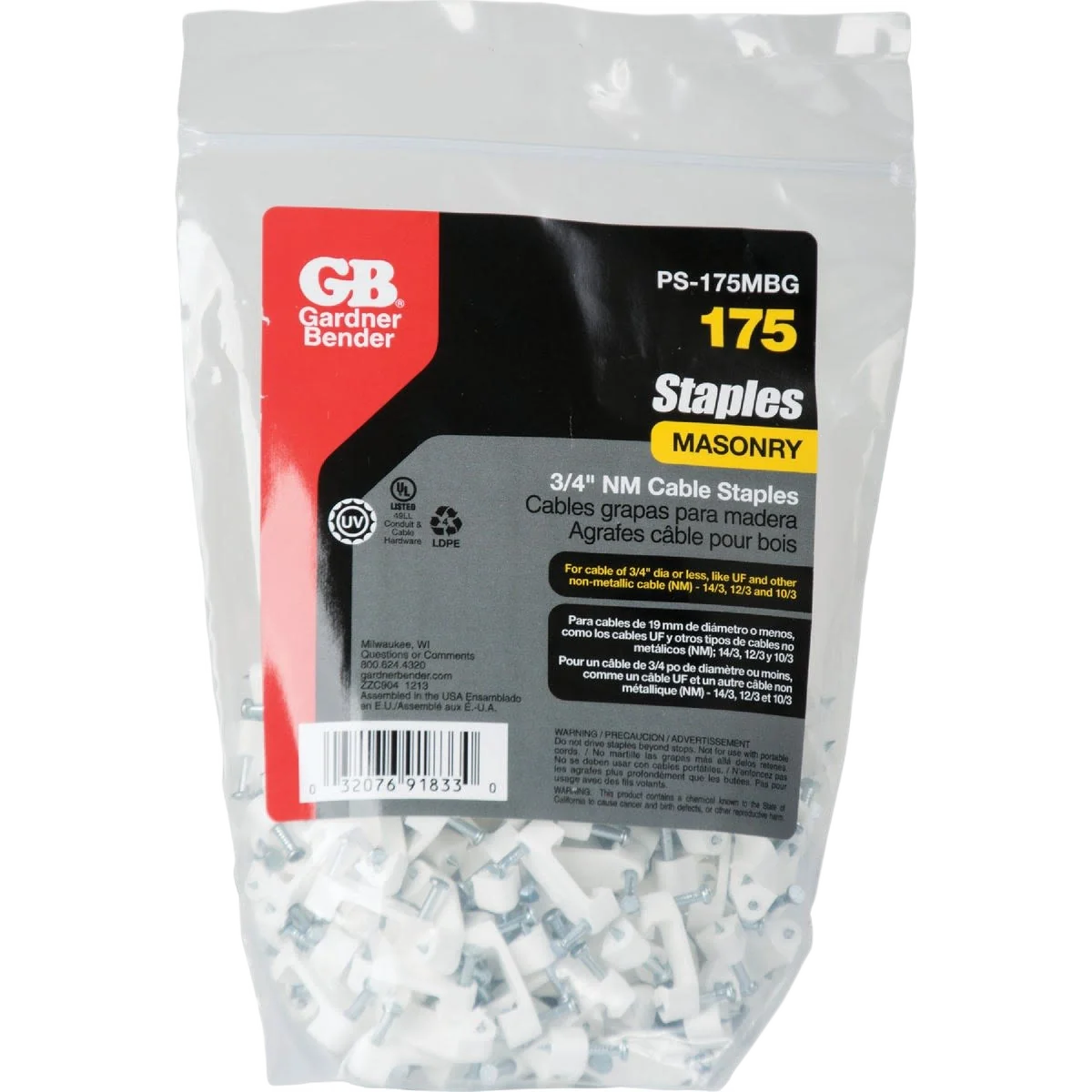 Unique Gardner Bender 3 4 In. Poly Cable Staple 175-Count Responsible