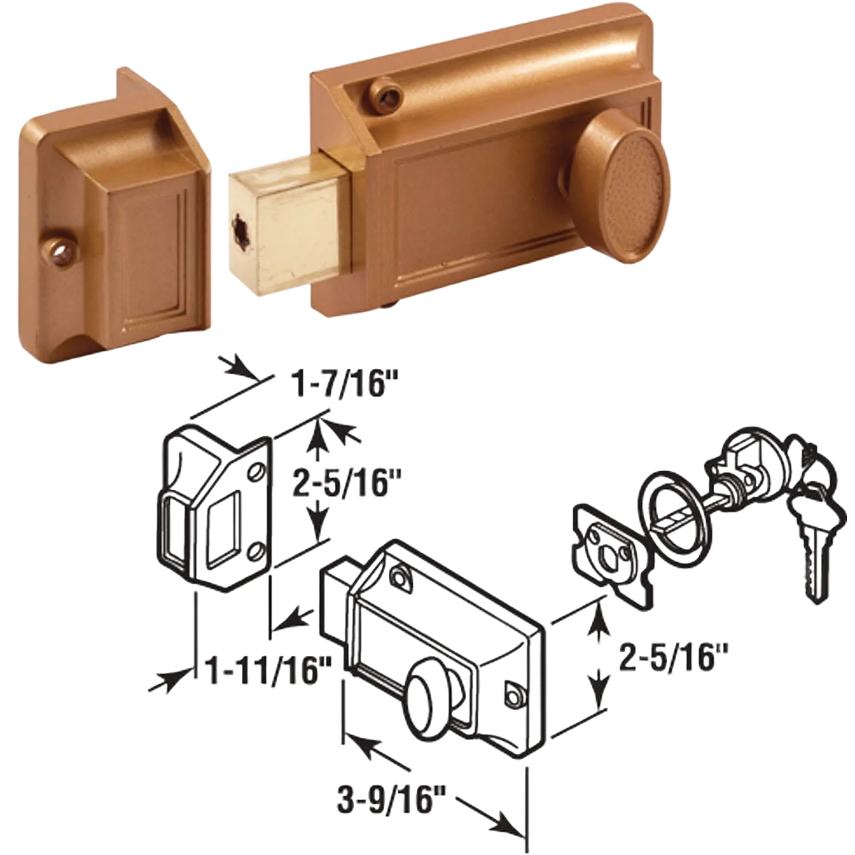 Secure Prime-Line Night Lock with Locking Cylinder Fine Crafted