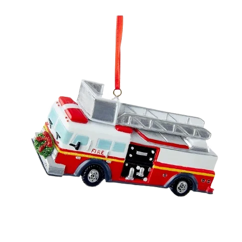 Verified Kurt S. Adler Personalized Holiday Fire Truck Ornament Secure