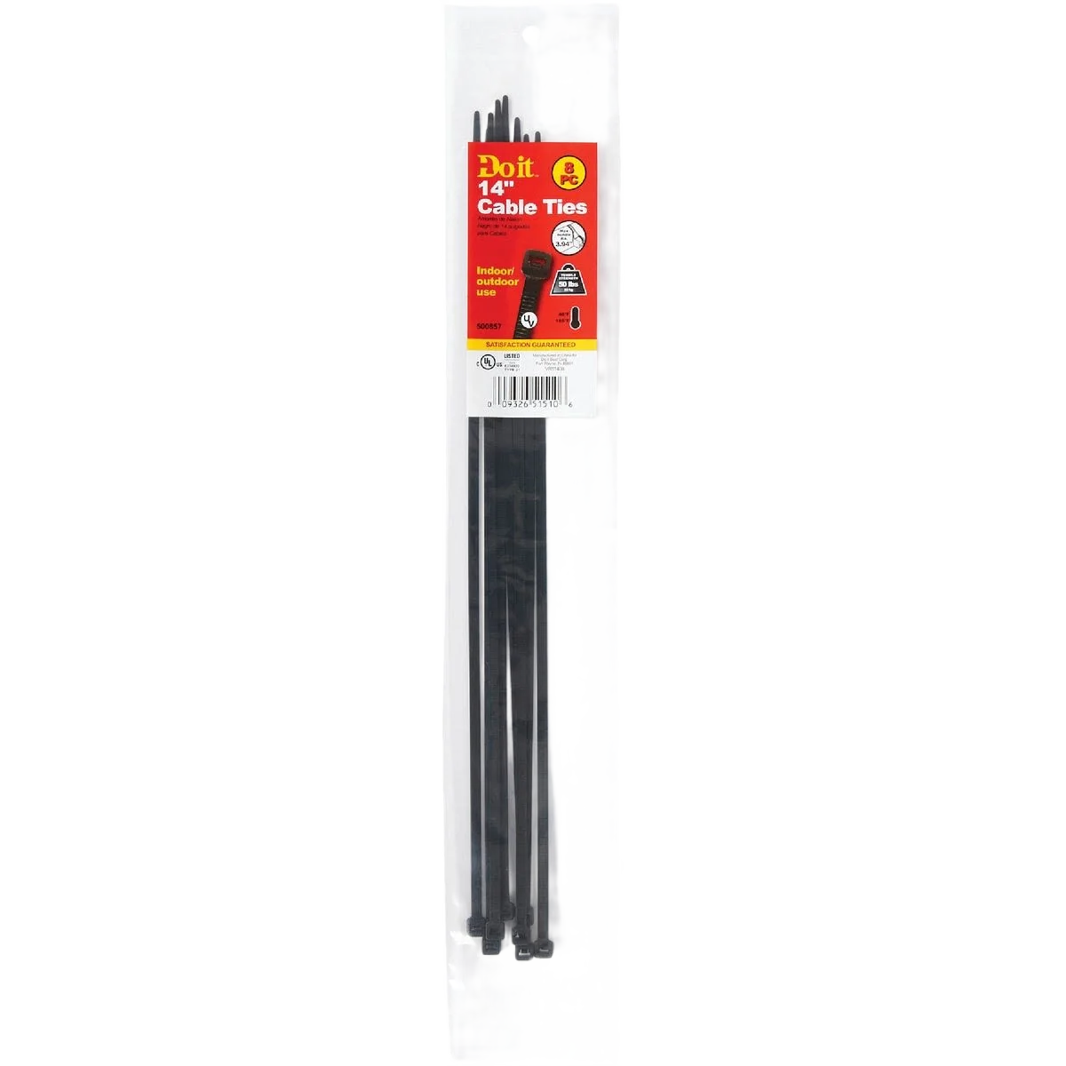 World-Class Do it 14 In. x 0.189 In. Black Molded Weather Resistant Cable Tie 8-Pack Secure