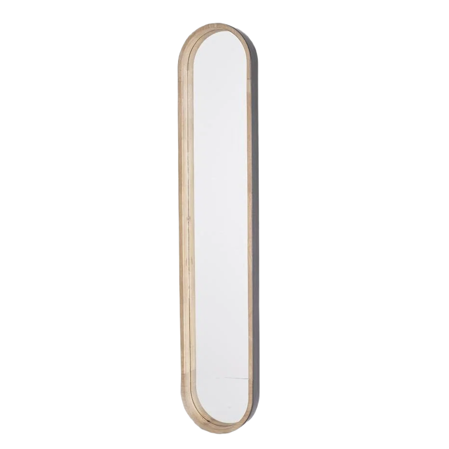 Smart K K Interiors Natural Wood Framed Oval Wall Mirror 47.25 in. Unique