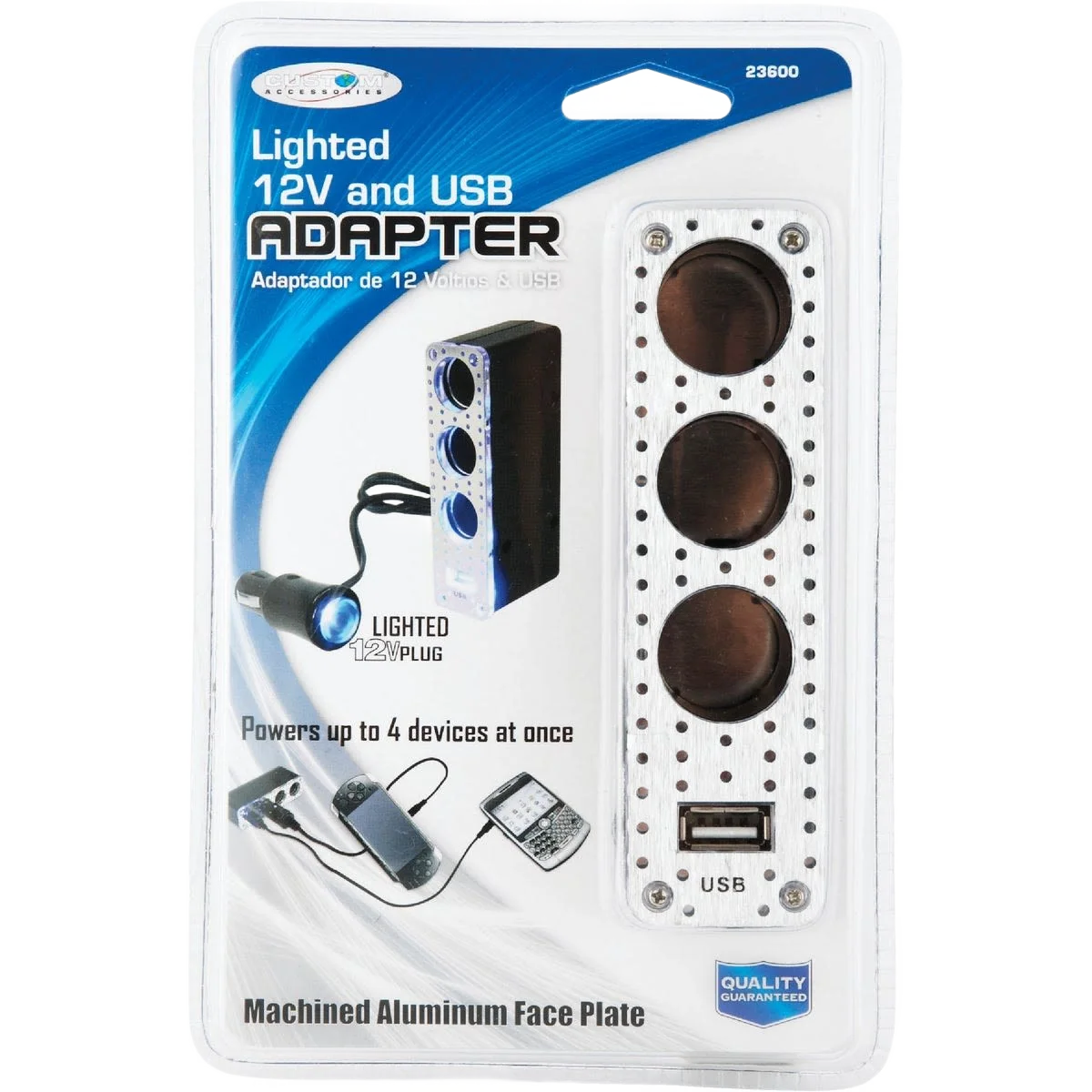 Elegant Custom Accessories Triple Socket Adapter with USB Elite
