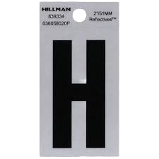 World-Class Hillman 2 in. Black Silver Reflective Mylar Square Cut Sticker Letter H Certified