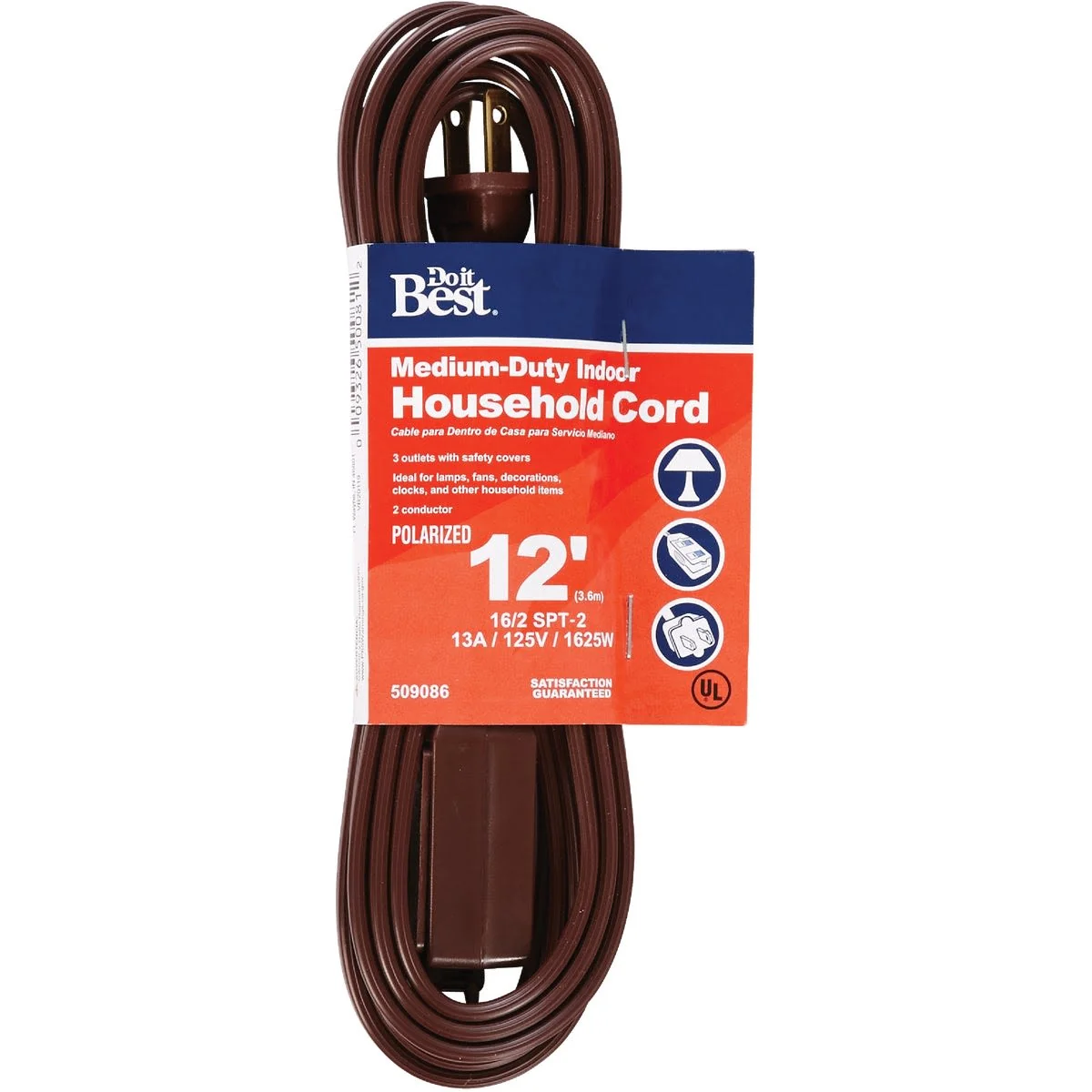 Convenient Do it Brown 16 2 Cube Tap Extension Cord 12 ft. Next-Generation