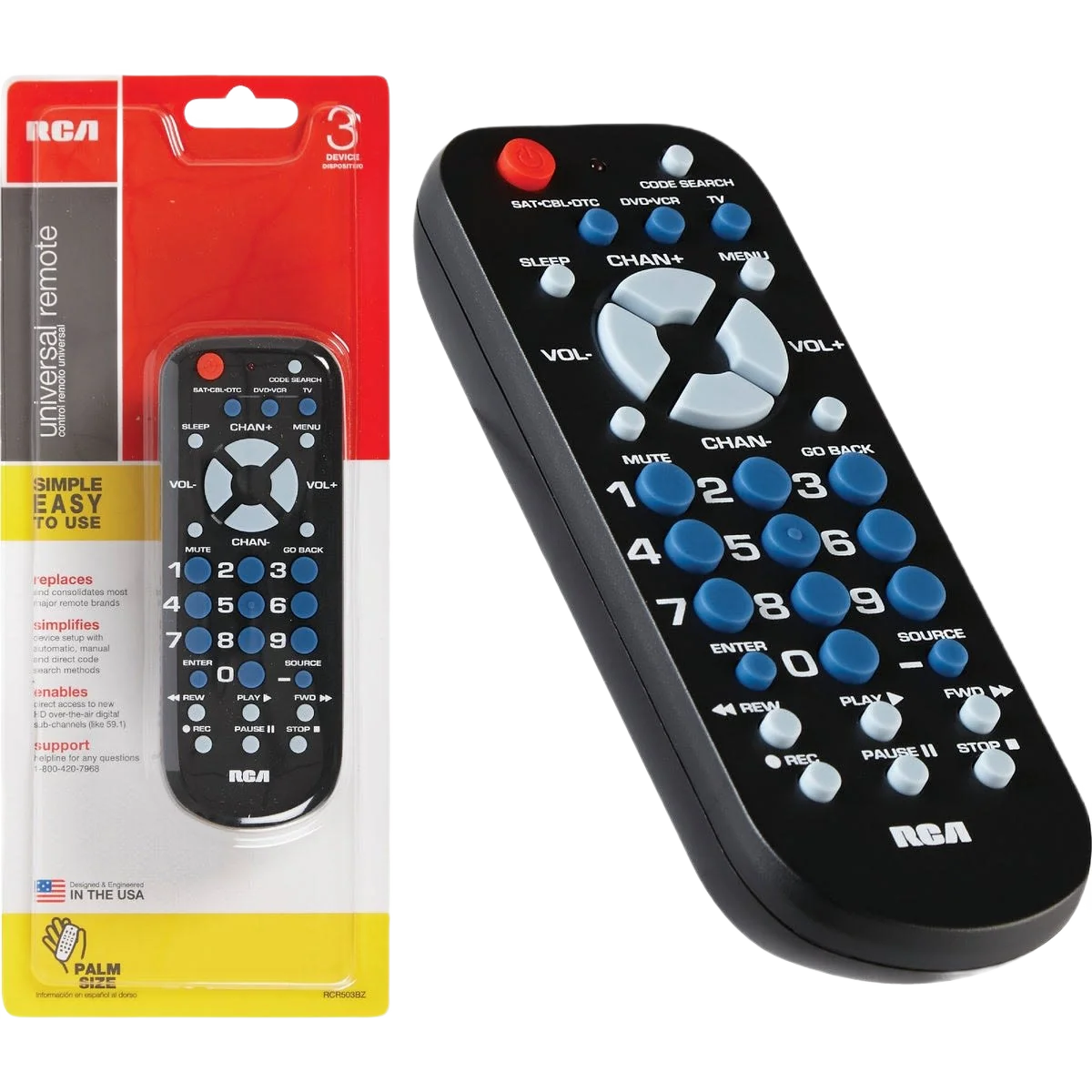 Original Design RCA 3-Device Universal Black Remote Control Consistent
