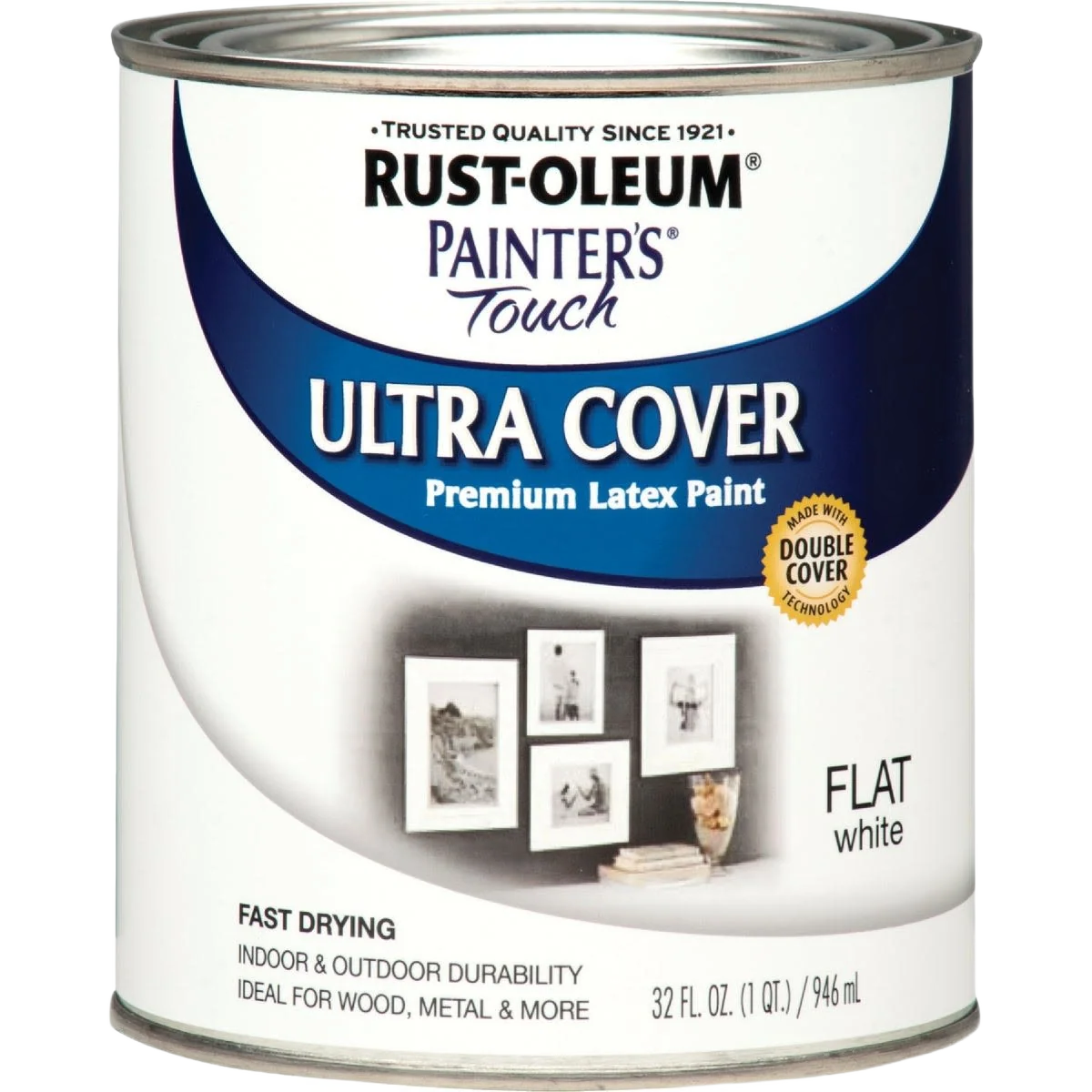 Long-Lasting Rust-Oleum Ultra Cover Multi-Purpose Flat White Brush-On Paint 1 Quart Environmentally Friendly