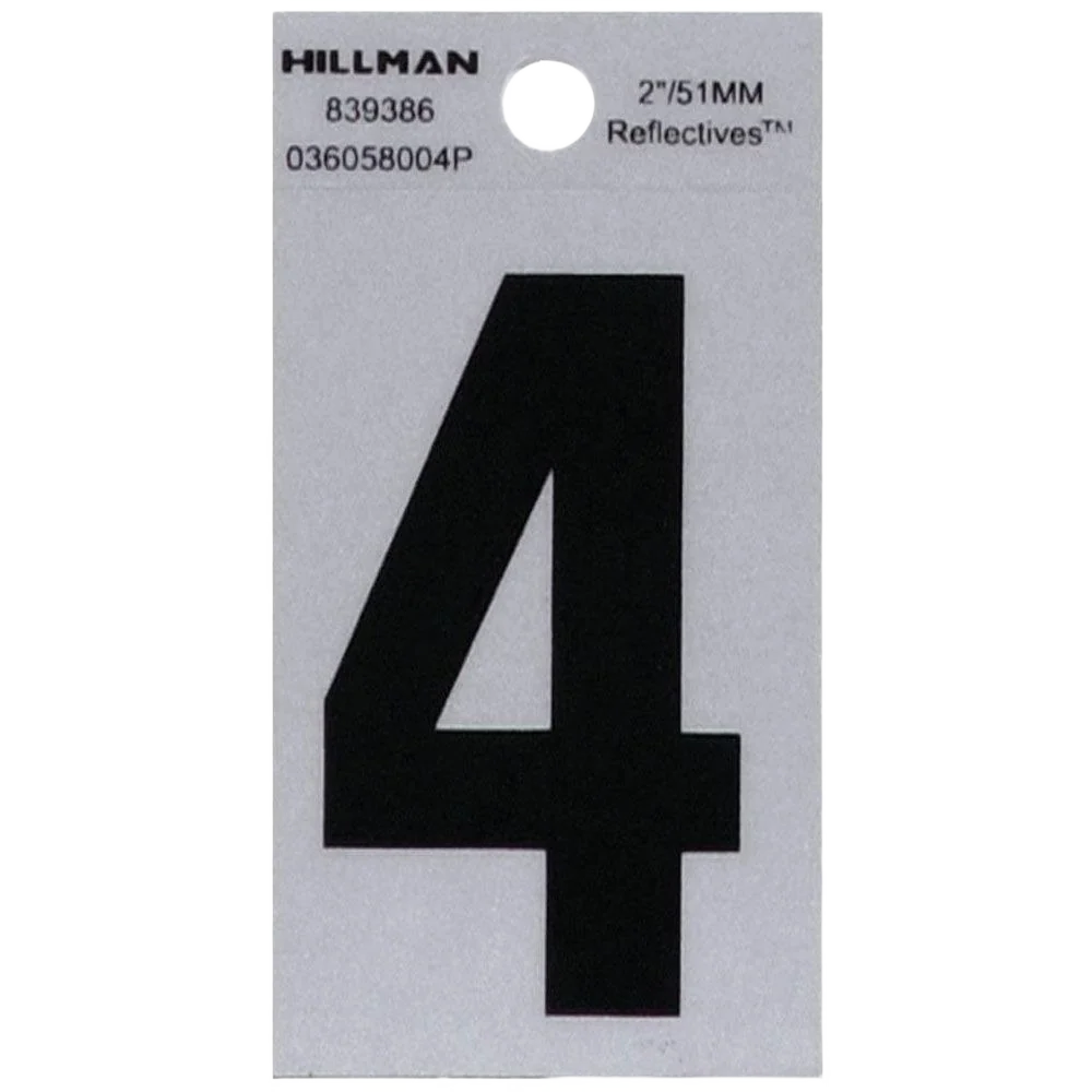 High-Quality Hillman 2-In. Adhesive Black Silver House Number 4 Safe