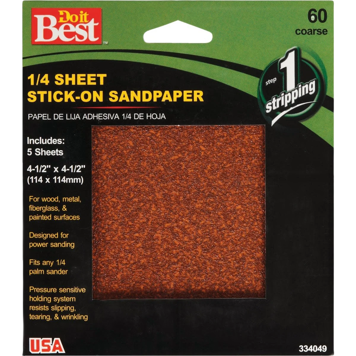 Fine Crafted Do it 1 4 Sheet 60-Grit Coarse Stick-On Sandpaper 5-Pack Secure