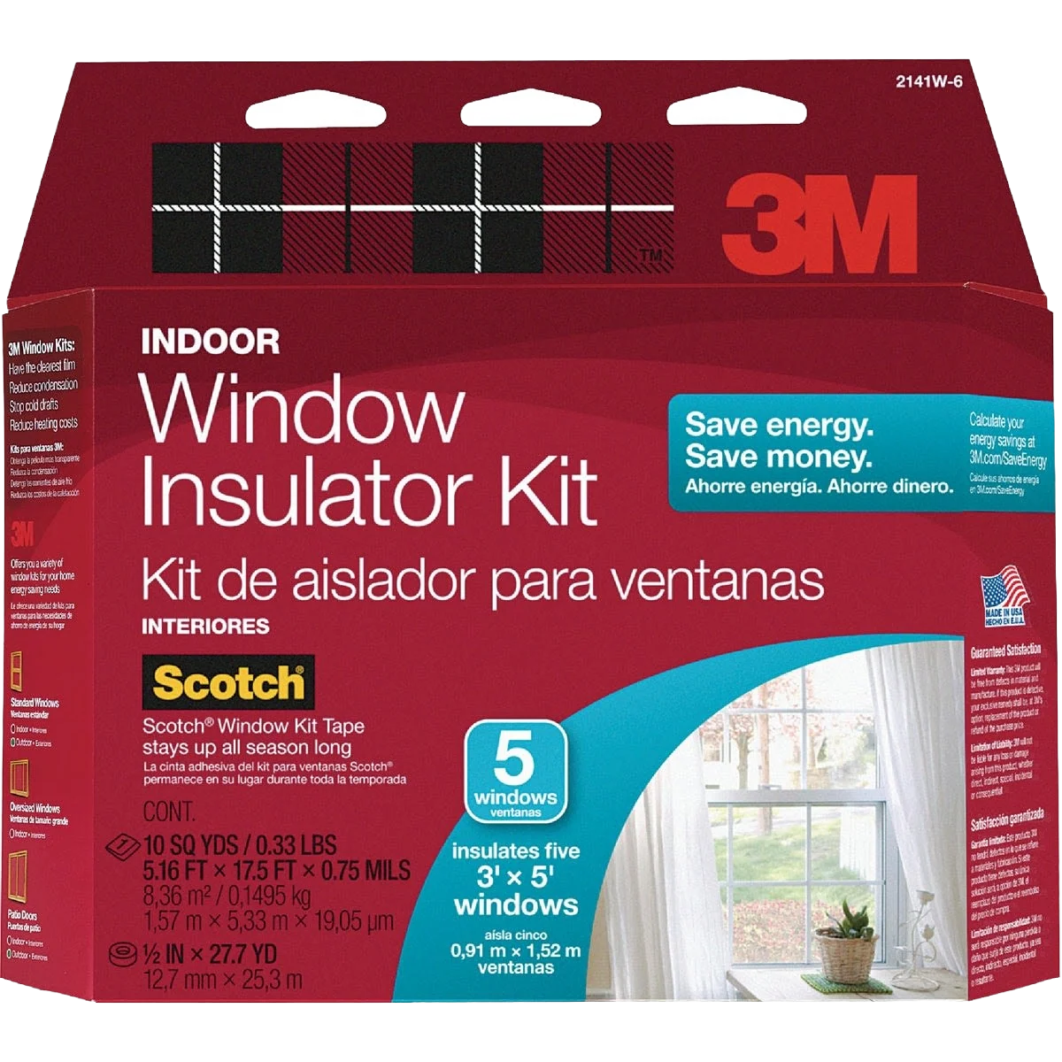 Recyclable 3M Indoor Window Insulation Kit 62 in. x 210 in. 5-Pack Artisan