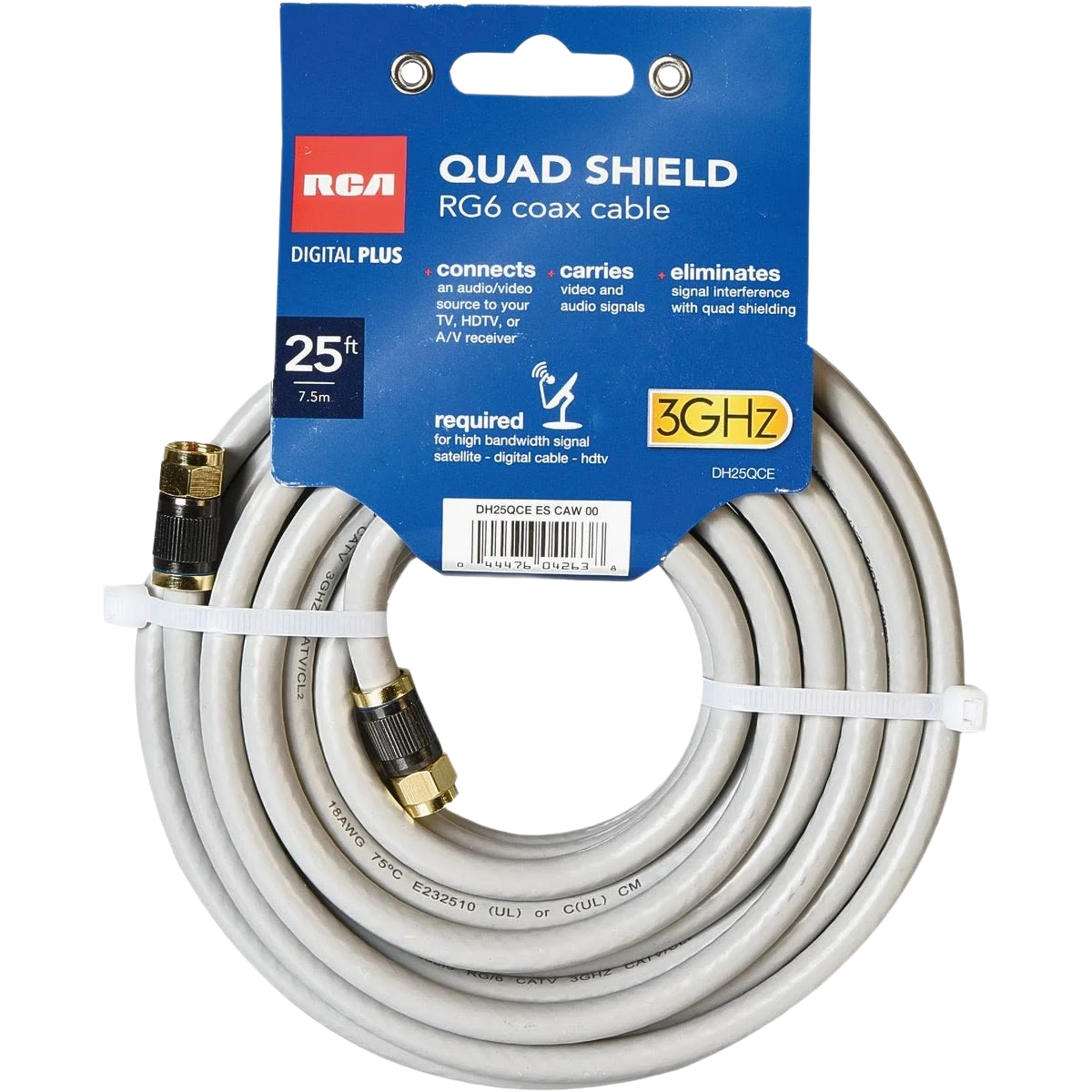 Quality RCA 25 Ft. Quad RG6 Coaxial Cable Breathable