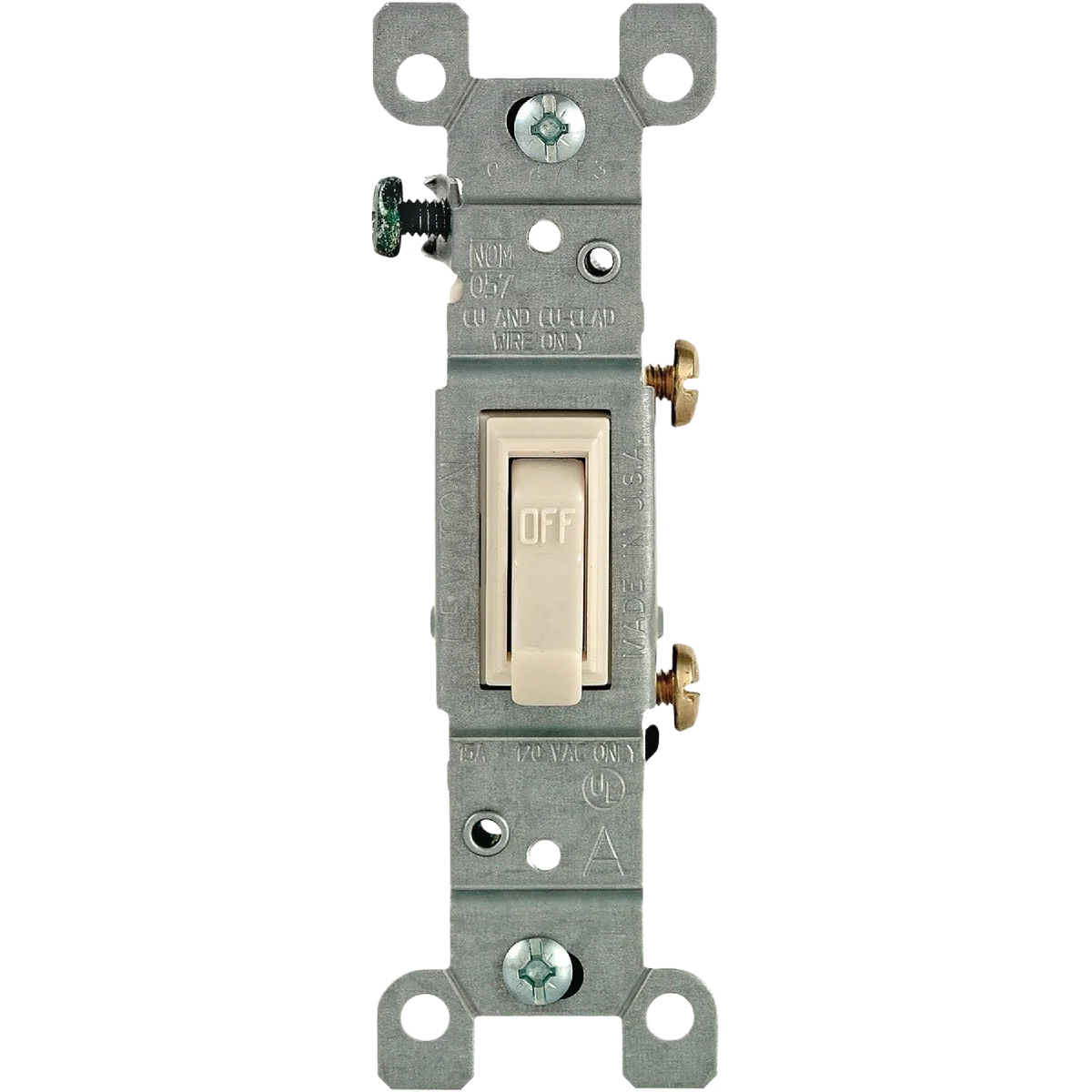 Eco-Friendly Leviton Light Almond 15 Amp Toggle Single Pole Grounded Switch Fast