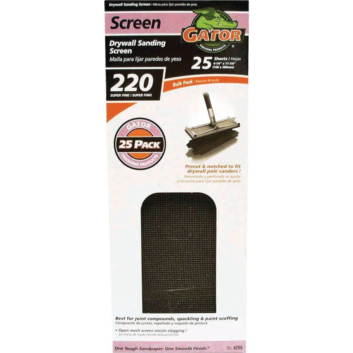 High-Performance Gator 4-3 8 x 11 in. 220-Grit Pre-Cut Drywall Sanding Screen Single Sheet Proven