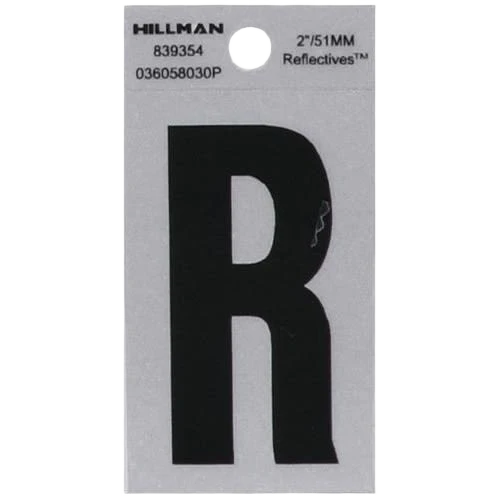 Trusted Hillman 2 in. Black Silver Reflective Mylar Square Cut Sticker Letter R Elegant