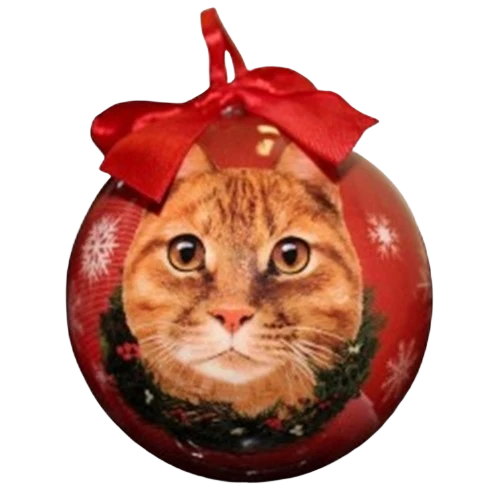 Green E S Pets Orange Tabby Cat Christmas Ball Ornament Superior