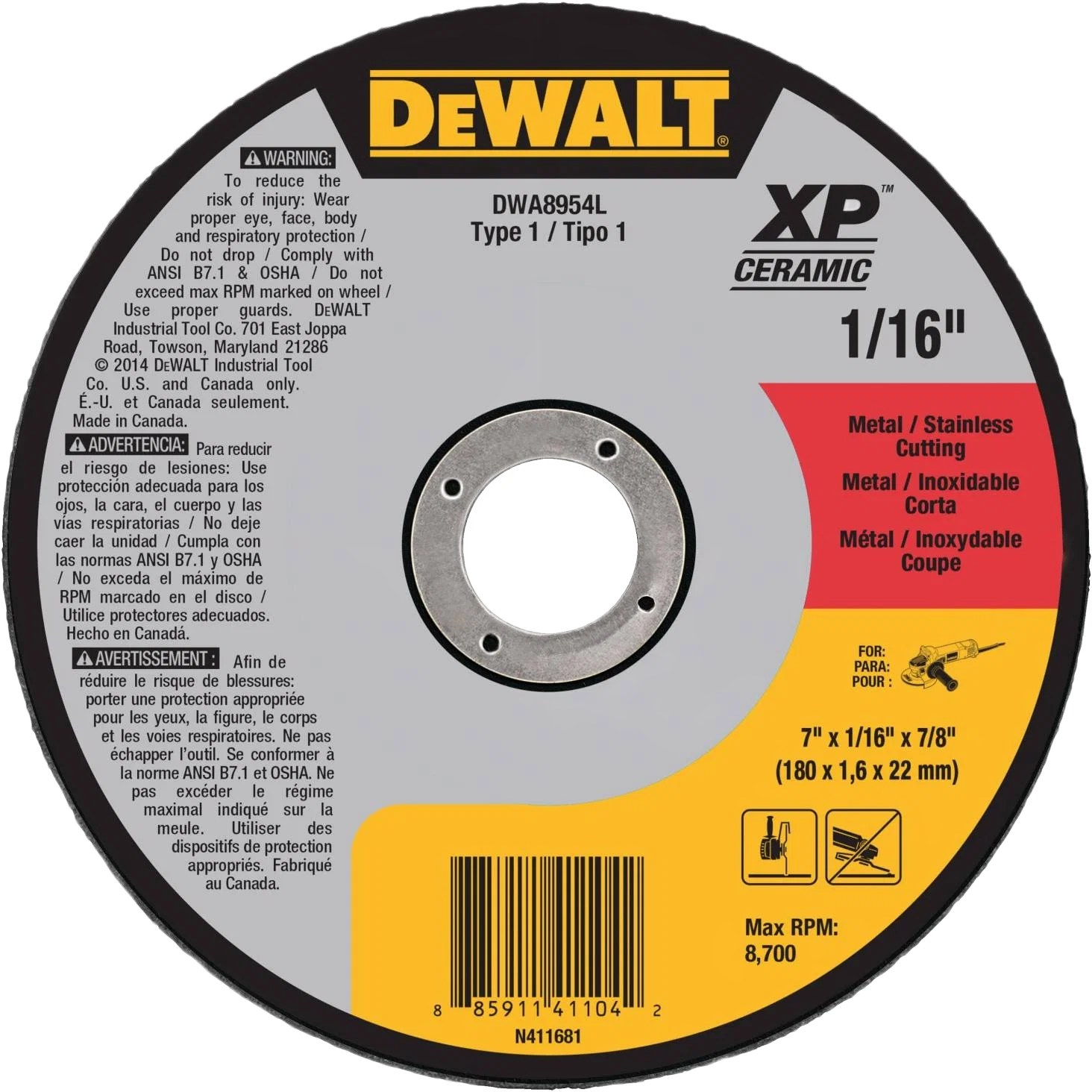 Smooth DEWALT 6 x 0.45 x 7 8 Type 1 XP Ceramic Metal Cutting Wheel Lightweight
