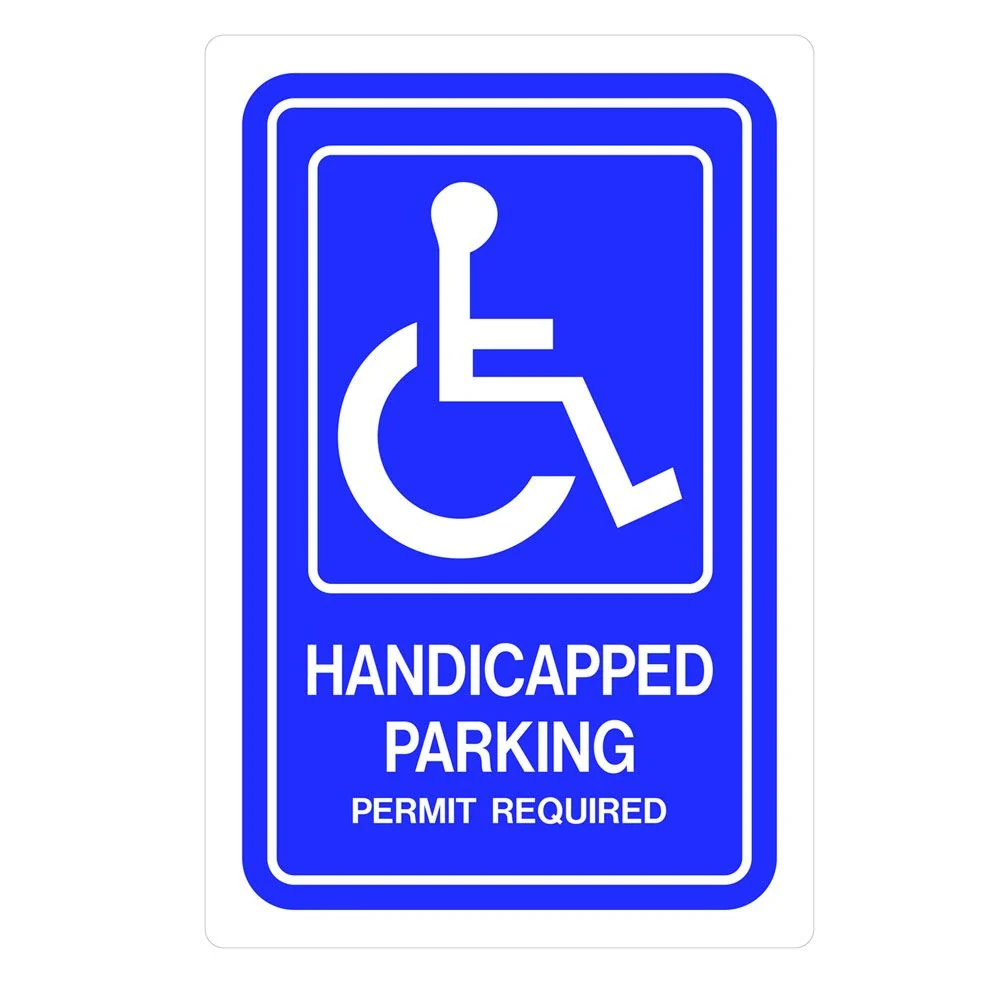 High-Grade Hillman Blue White Handicapped Parking Sign 12 x 18 in. Certified
