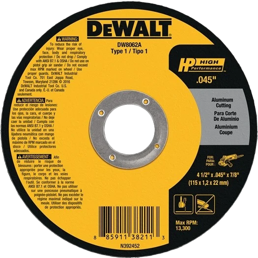 Organic DEWALT 6 x 0.05 Type 1 High Performance Aluminum Cutting Wheel High-End