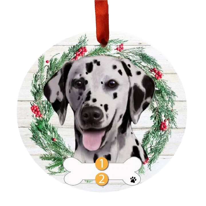 Stylish E S Pets Personalized Dalmatian Face Wreath Ornament Solid