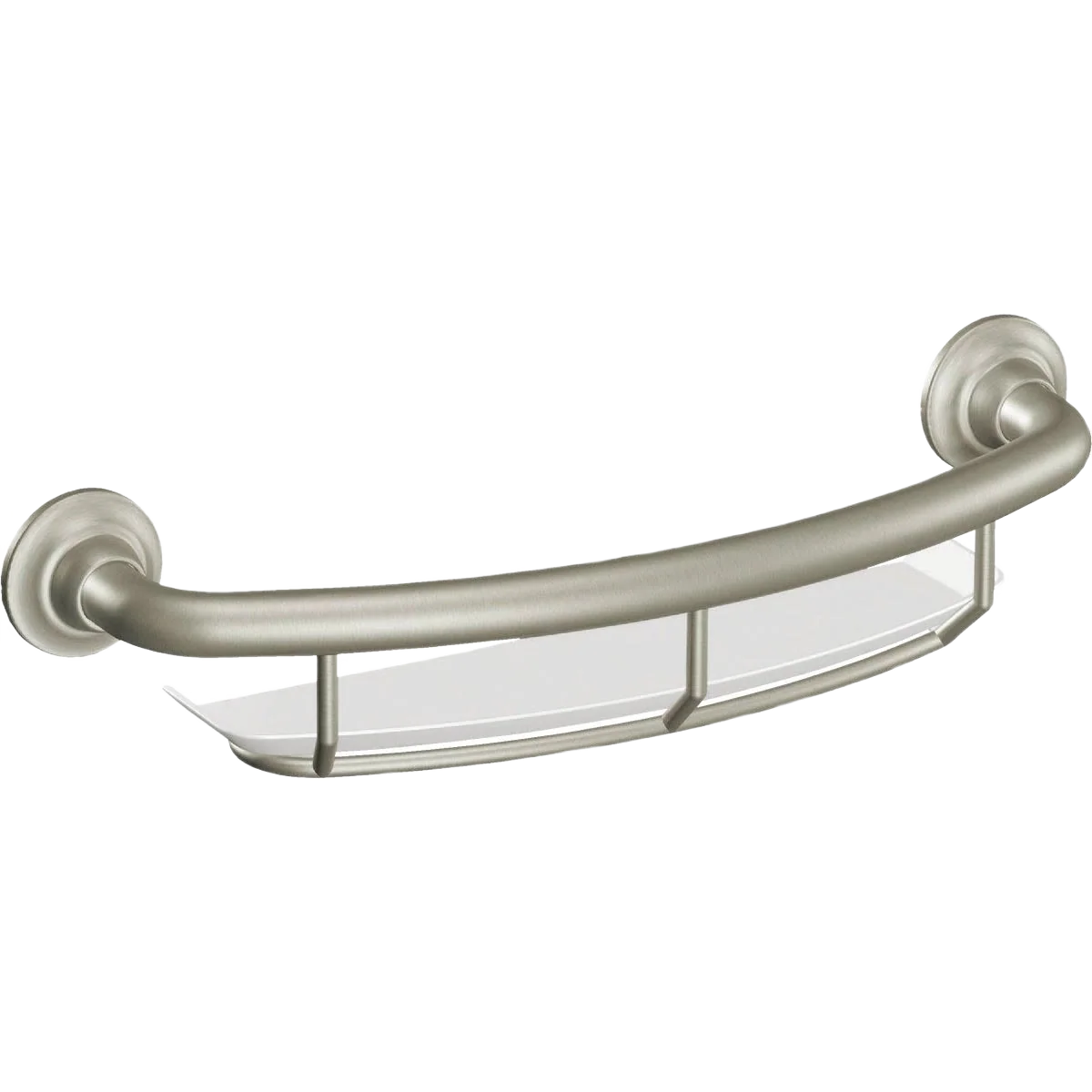 Green Moen Brushed Nickel Grab Bar with Shelf 16 in. Fine