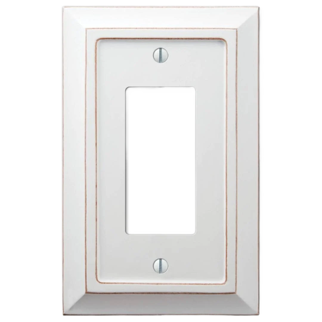 Modern AmerTac Savannah Distressed White Wood Rocker Wallplate Professional