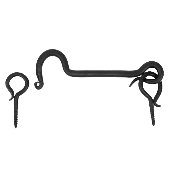 Long-Lasting Acorn Matte Black Hook Eye Cabinet Latch 5 in. Sophisticated
