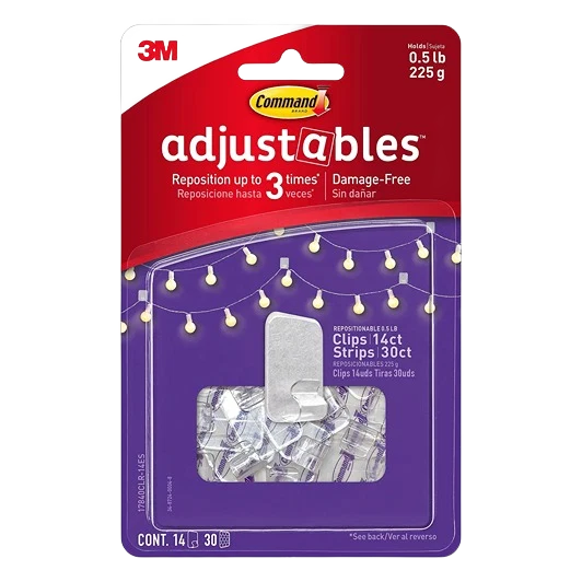 Elegant 3M Adjustables Clear Repositionable Hooks 14-Pack Breathable