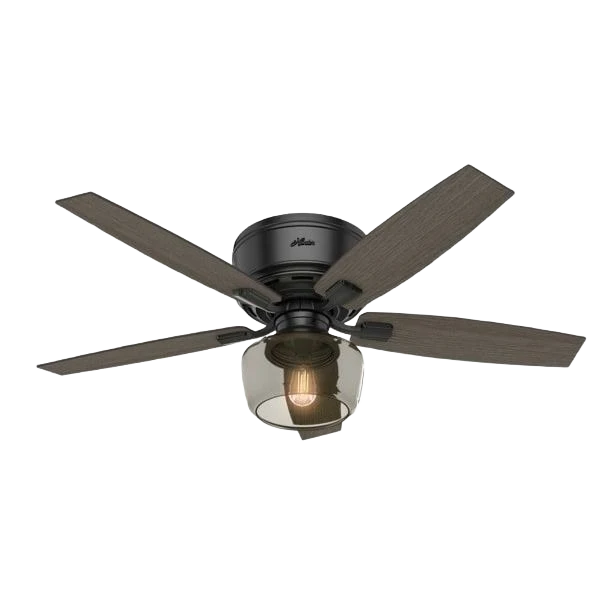 Original Hunter Bennett Matte Black Low Profile Ceiling Fan with Light 52 in. Comfortable