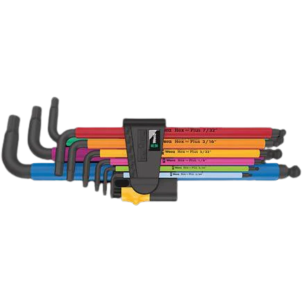 Elite Wera 9-Piece Hex-Plus Multi-Color SAE L-Key Set Recyclable