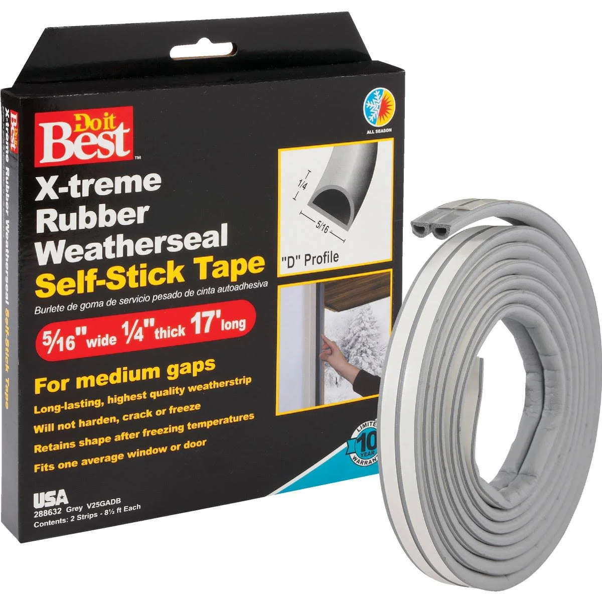 Official Do it Gray Rubber Weatherstrip Tape 5 16 In. x 17 ft. Sophisticated