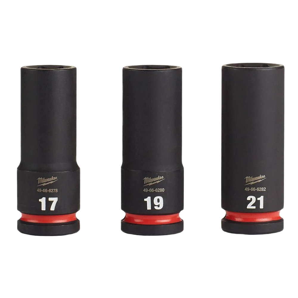 High-End Milwaukee SHOCKWAVE™ Impact Duty™ 3-PC 1 2 Drive Metric Deep 6 Point Sockets Verified