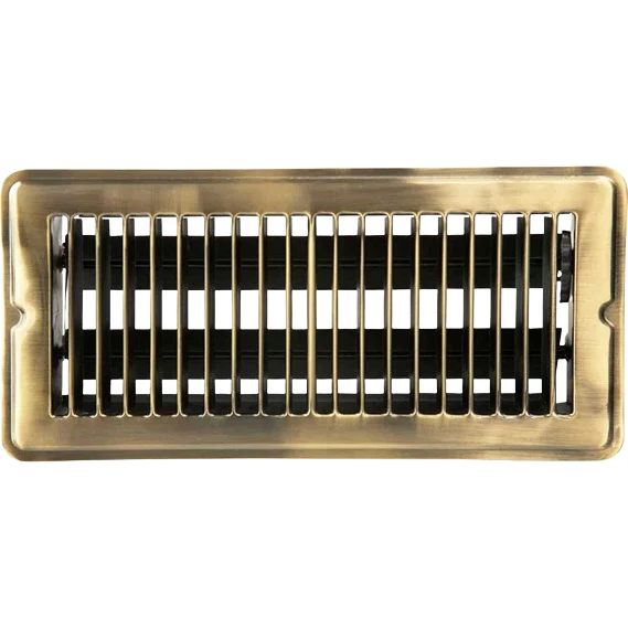 High-Quality Home Impressions Antique Brass Steel Floor Register 4 In. x 10 In. Convenient