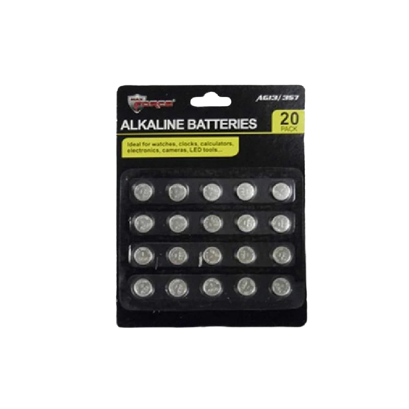 Eco-Friendly MaxForce AG-13 Button Cell Batteries 20-Pack Natural