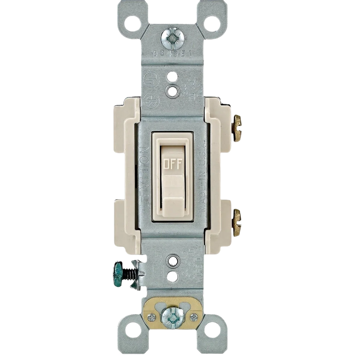 Premium Material Leviton Residential 15 Amp Light Almond Toggle Single Pole Switch Detailed