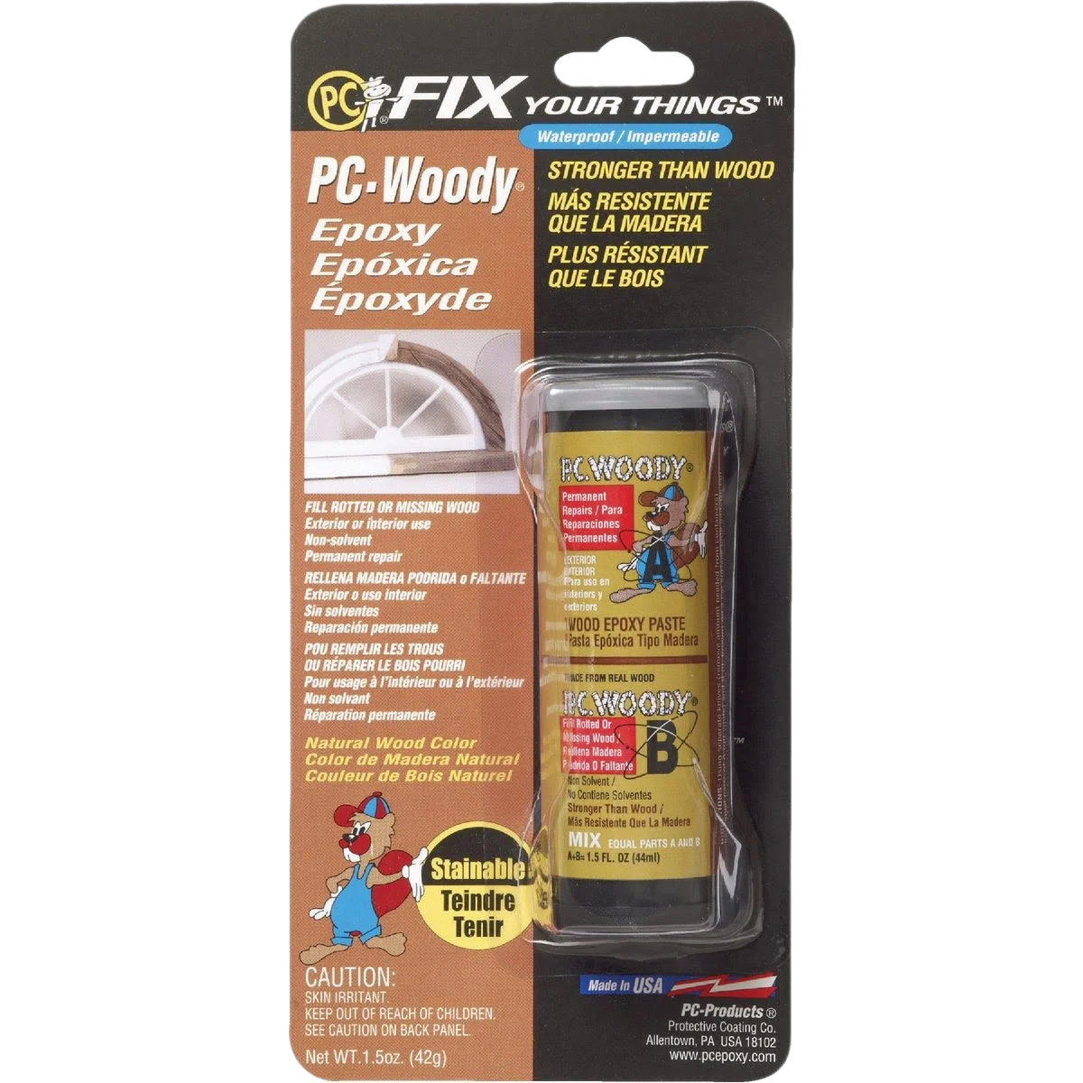 Flexible Protective Coating PC Woody Wood Epoxy Paste 1.5 oz. Fine