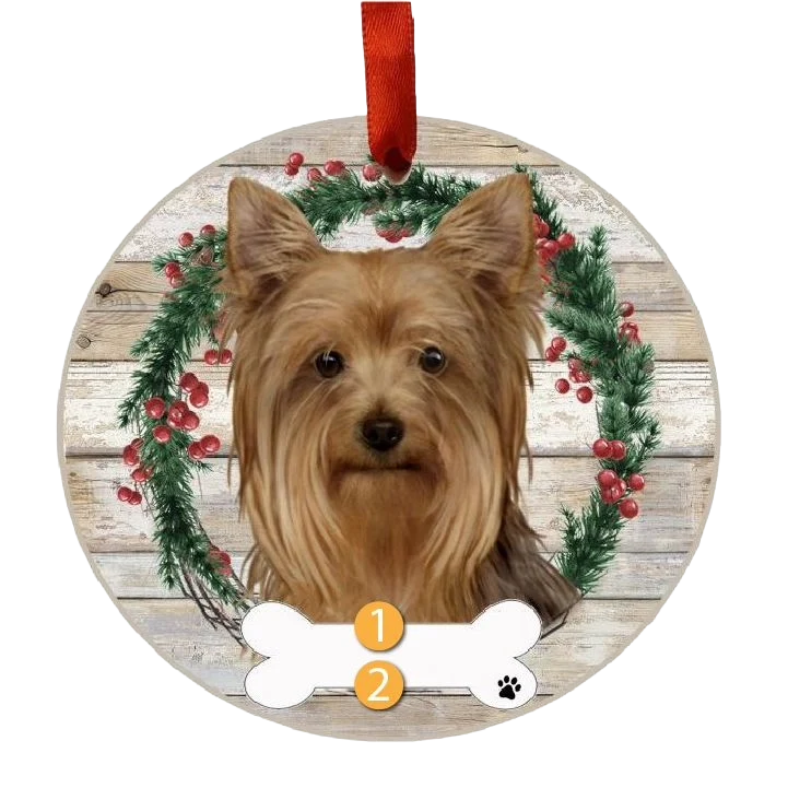 Smooth E S Pets Personalized Yorkie Face Wreath Ornament Fashionable