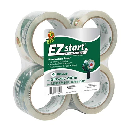 Dependable Duck Brand EZ Start Clear Packaging Tape 1.88 in. x 54.6 yd. 4-Pack Crafted