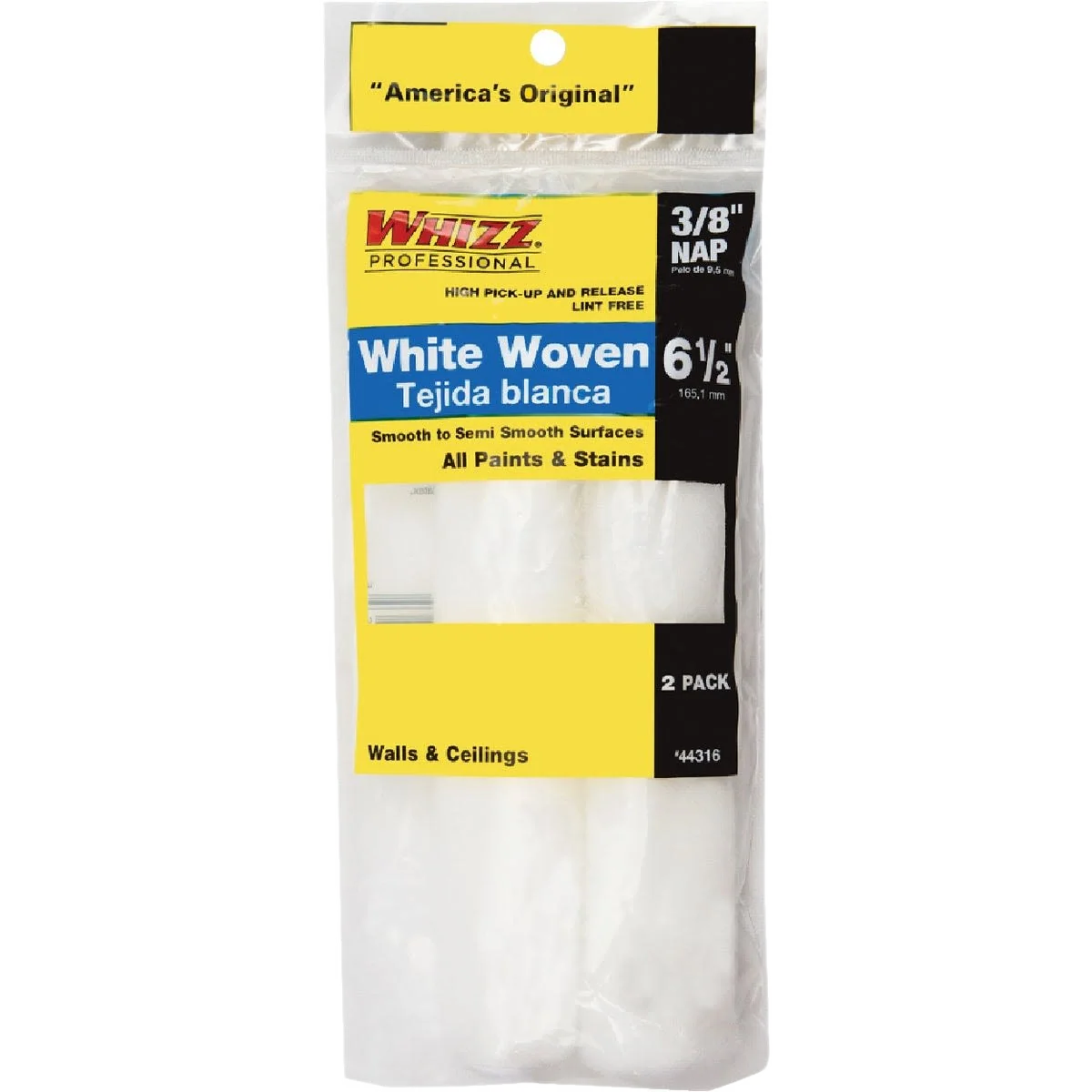 Next-Generation Whizz White Woven Fabric Roller Cover 6-1 2 x 3 8 in. 2-Pack Effective