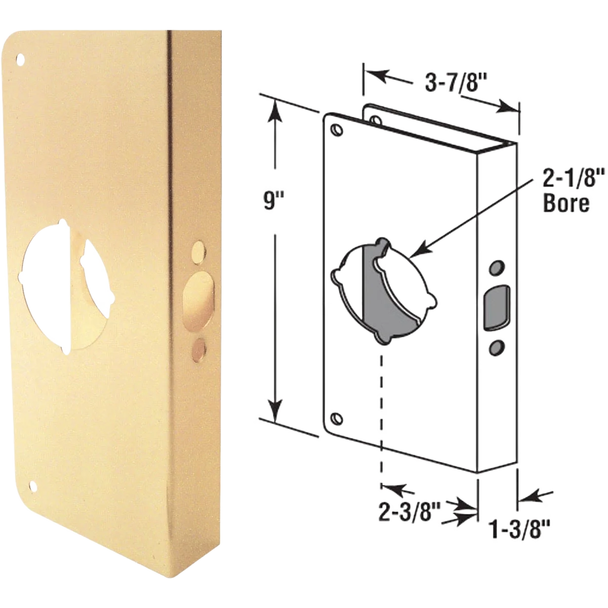 Fashionable Defender Security Brass Door Reinforcer 1-3 8 In. x 2-3 8 In. Fast