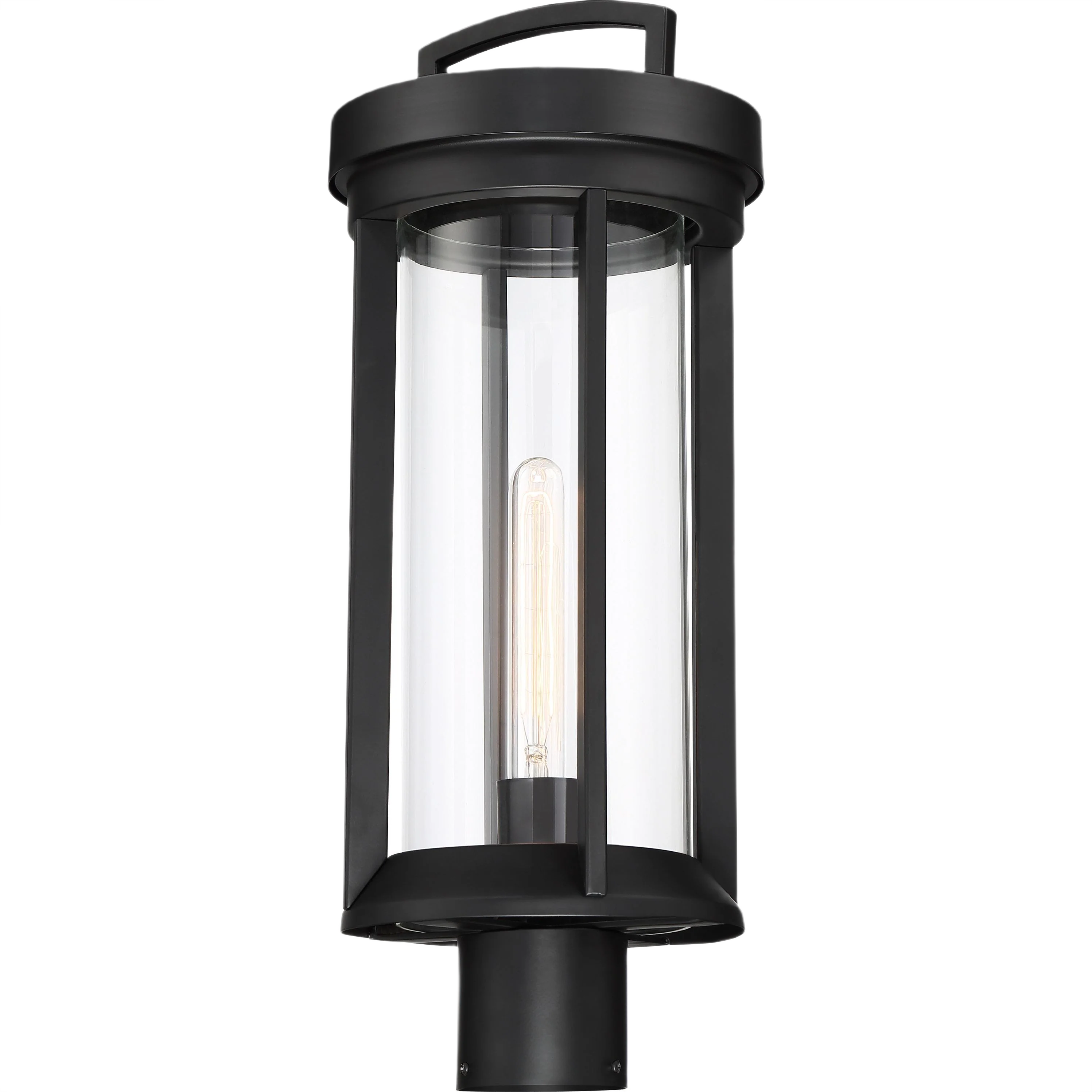 Premium Satco Huron 1-Light Post Lantern with Clear Glass Aged Bronze Finish 20.88 Prestigious
