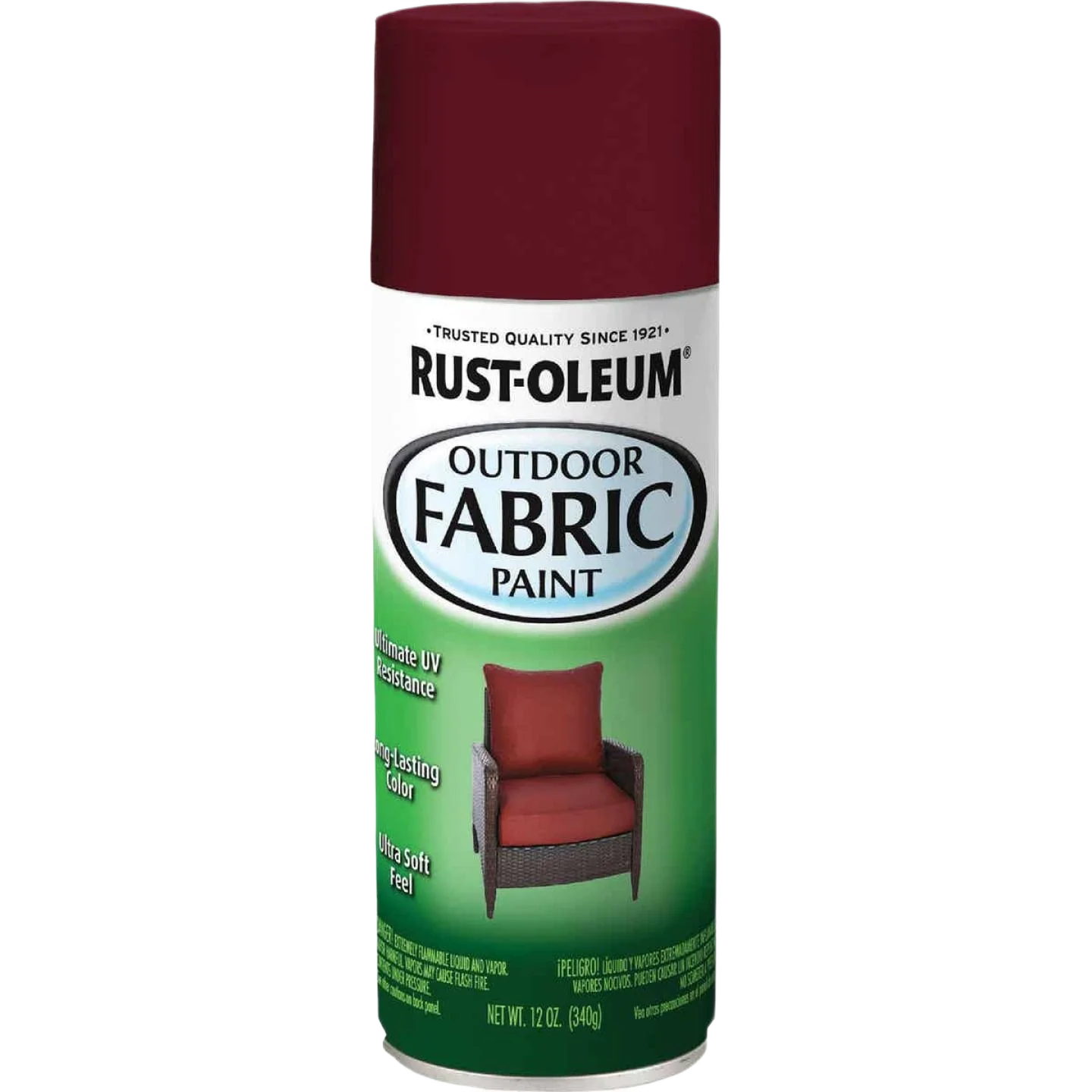 Original Rust-Oleum Dark Red Flat Matte Outdoor Fabric Spray Paint 12 oz. Original Design