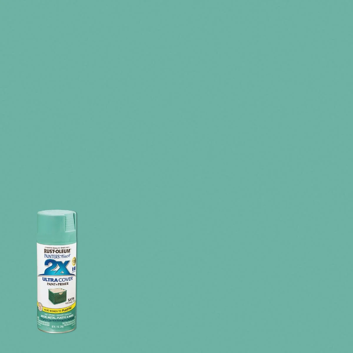 Long-Lasting Rust-Oleum Painters' Touch 2X Vintage Teal Satin Spray Paint Primer 12 oz. First-Class