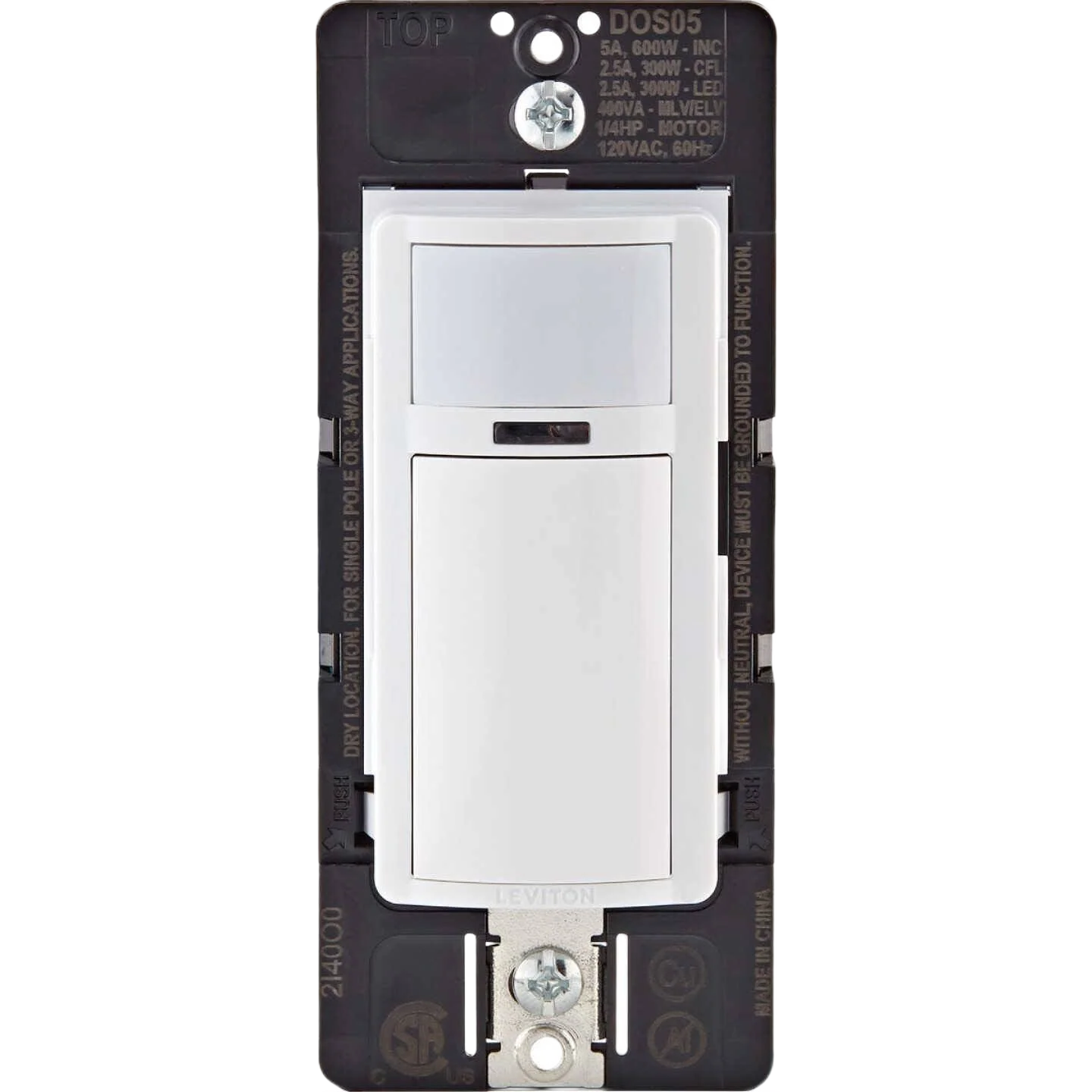 Clean Leviton Decora White Motion Detection Sensor Switch 900 sq-ft. Specialty