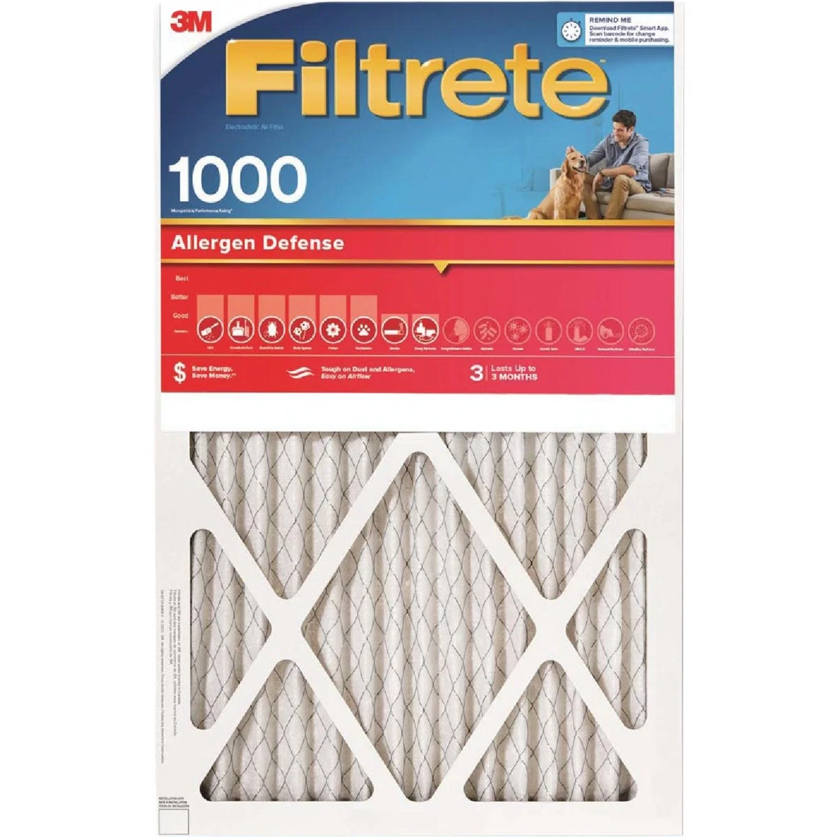 World-Class Filtretre Allergen Defense 1000 1085 MPR Furnace Filter 16 x 20 x 1 Premium Material